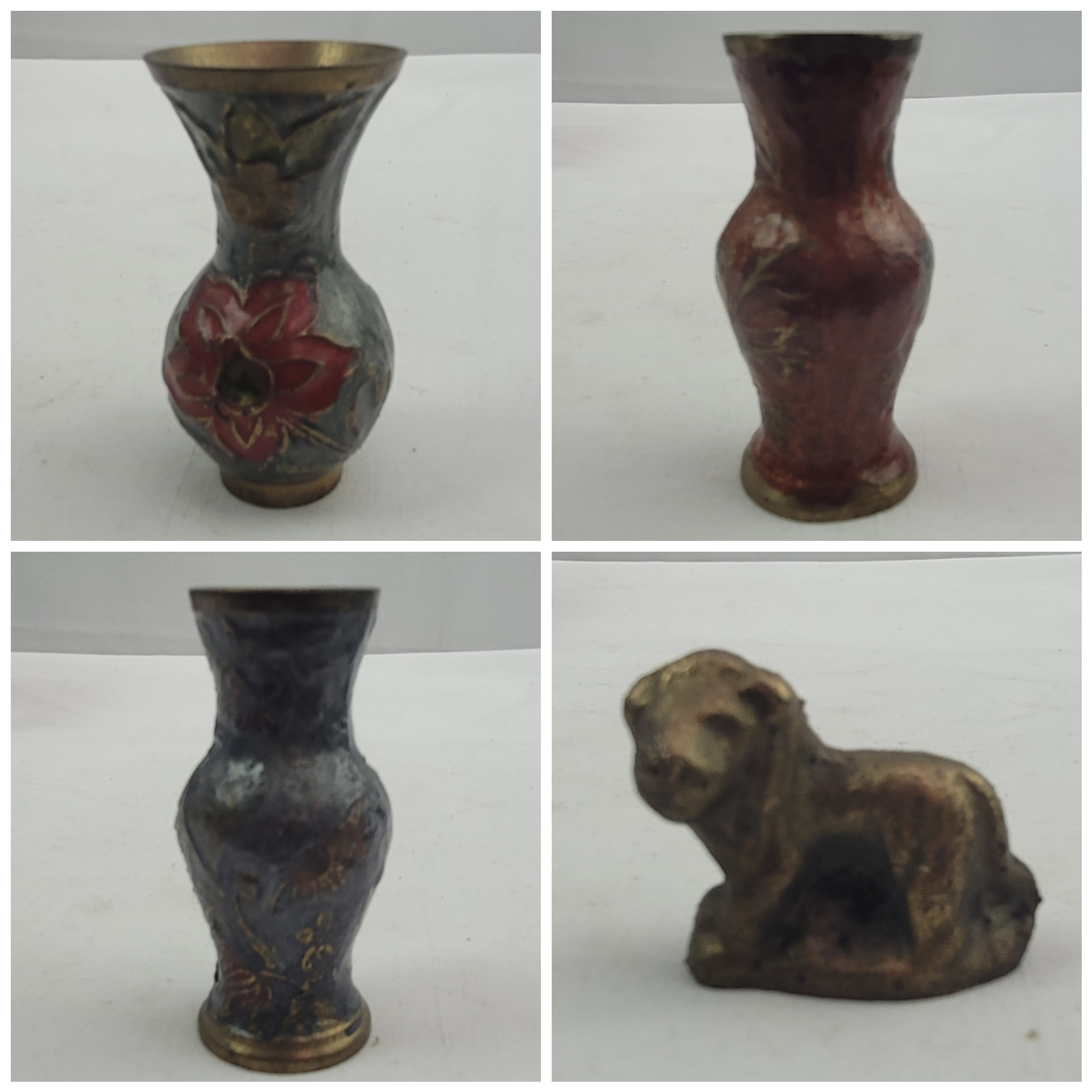 Lot art-déco bronze & laiton pts figurines bronze et pts pots laiton 100% vintage  - Photo 3