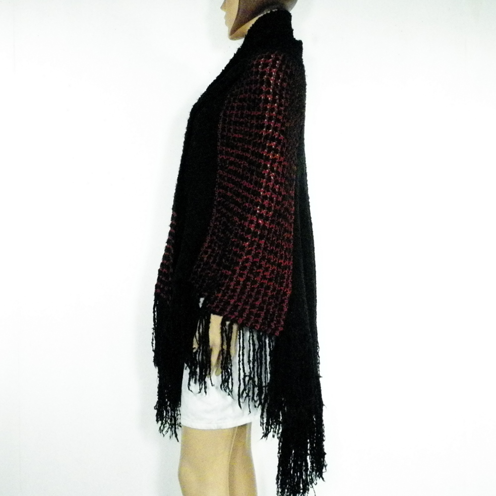 Poncho Femme Noir/Rouge Taille Unique. - Photo 2