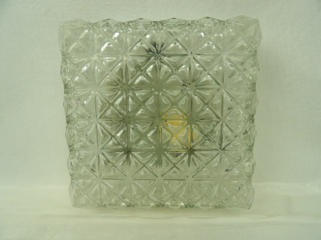 Plafonnier vintage en verre style année 1970 - Photo 0