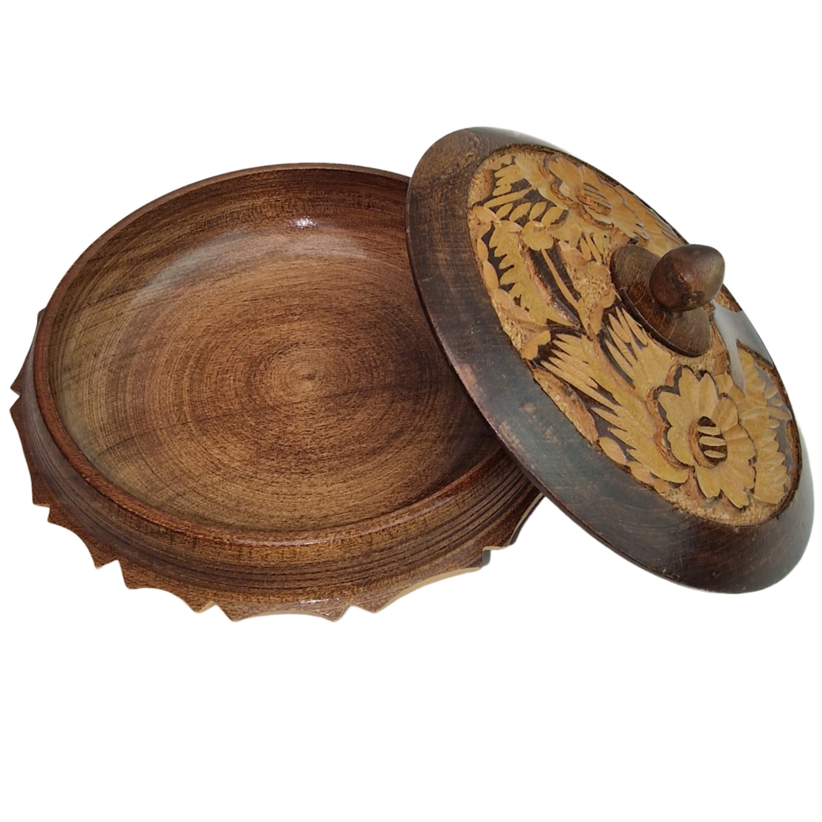 Vide-poche vintage en bois massif sculpter [18,5cm de Long] - Image 4