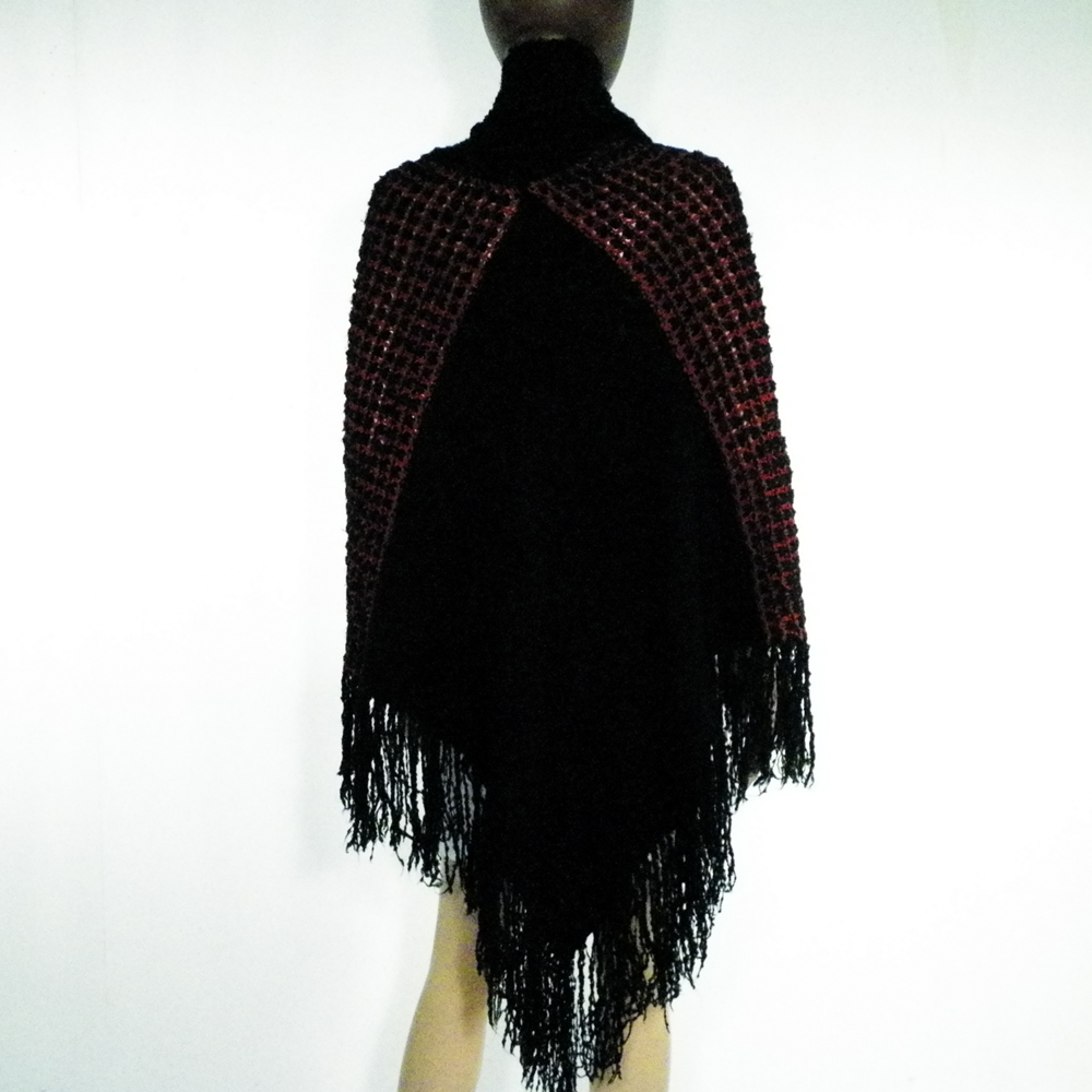 Poncho Femme Noir/Rouge Taille Unique. - Photo 1