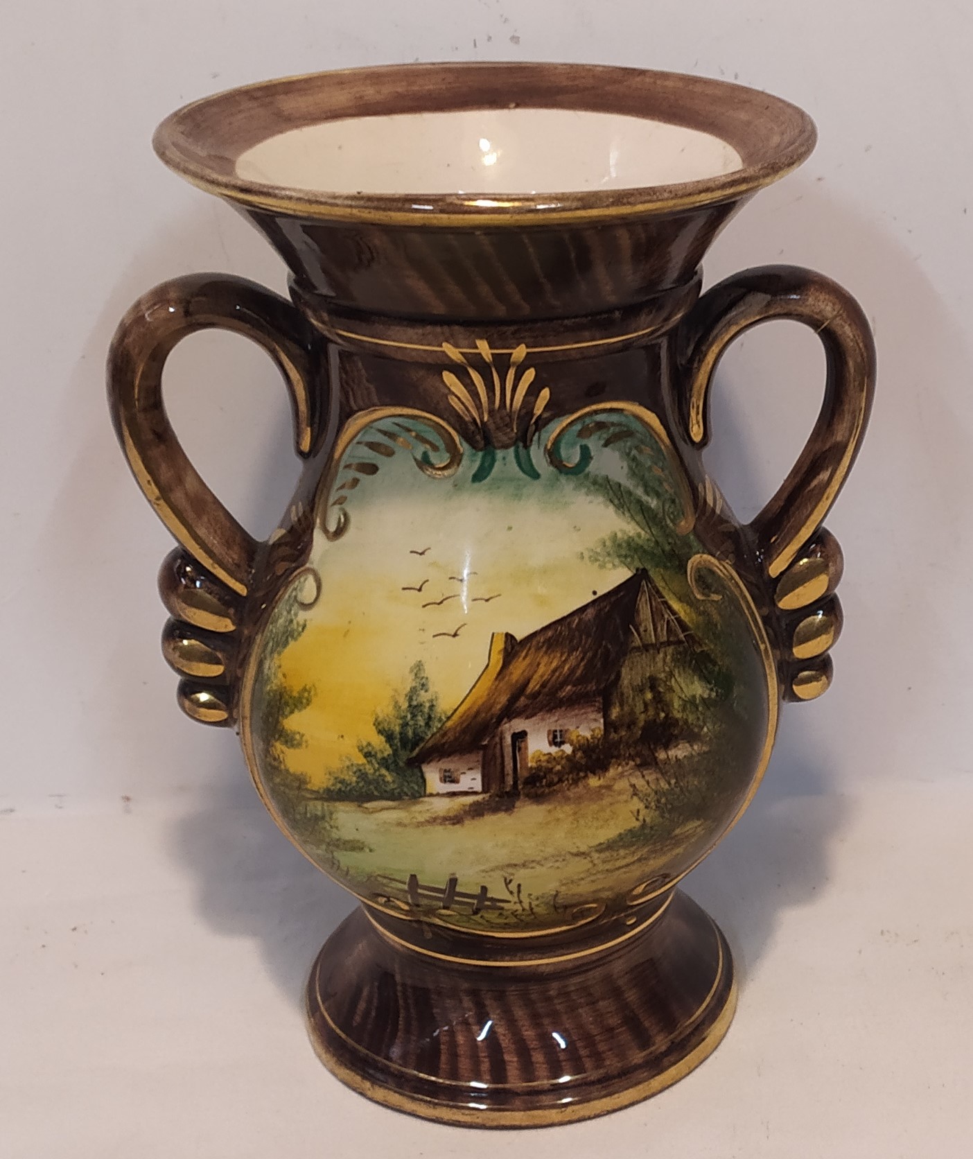 Vase avec décor Bequet Quaregnon - État correct sur Label Emmaüs