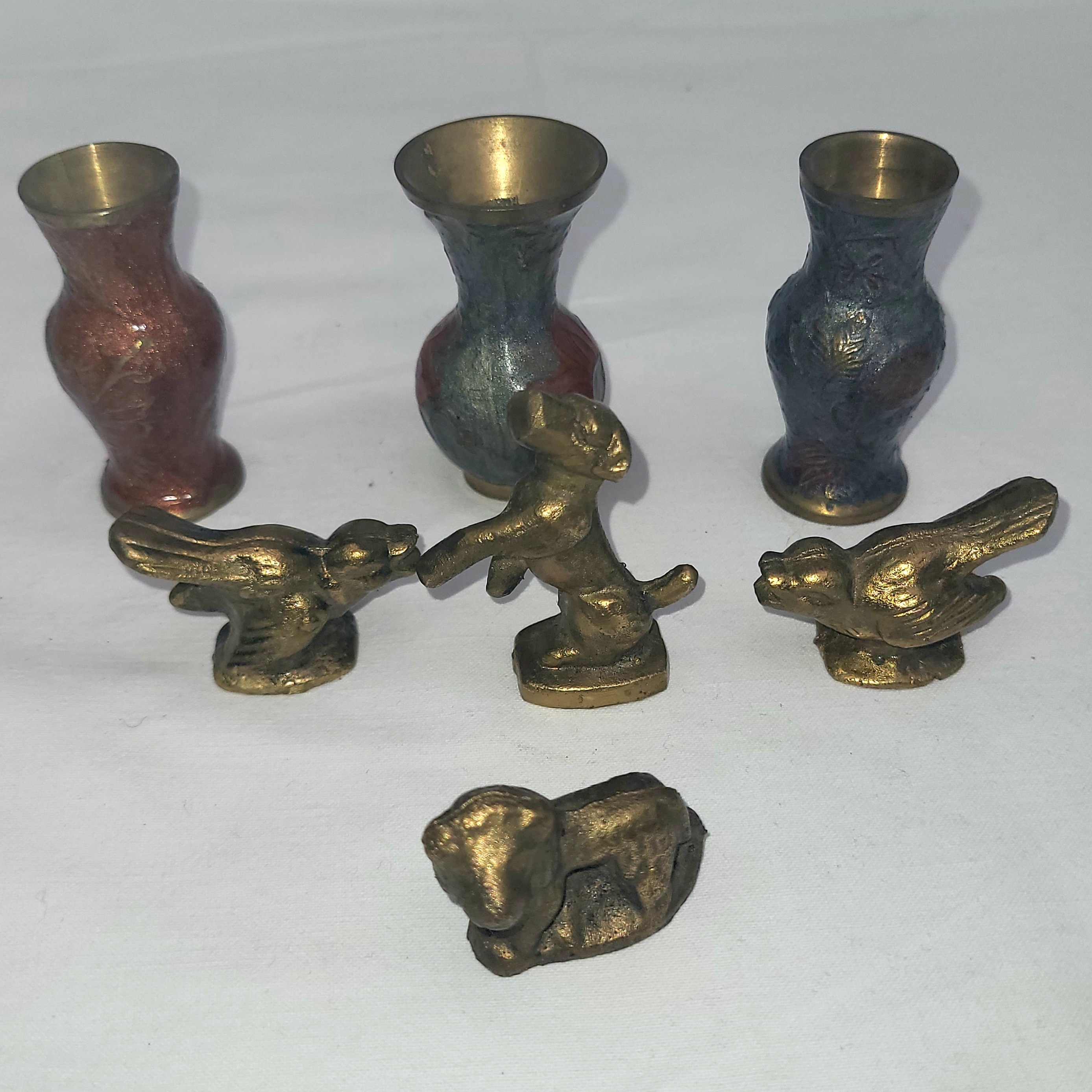 Lot art-déco bronze & laiton pts figurines bronze et pts pots laiton 100% vintage  - Photo 0