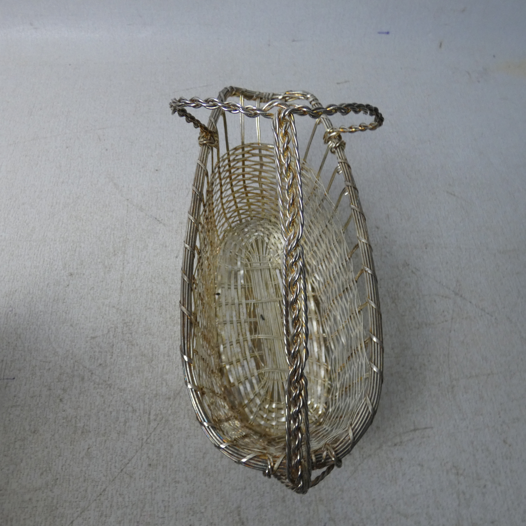 Lot de 2 Porte-Bouteilles/ Serviteurs Vintage Tressés en Fil d'Argent - Photo 2