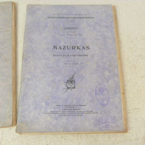 Etudes et Marzukas de Chopin editions Classiques Durand et Fils ANCIEN 1915(le lot des 2) - Photo 1