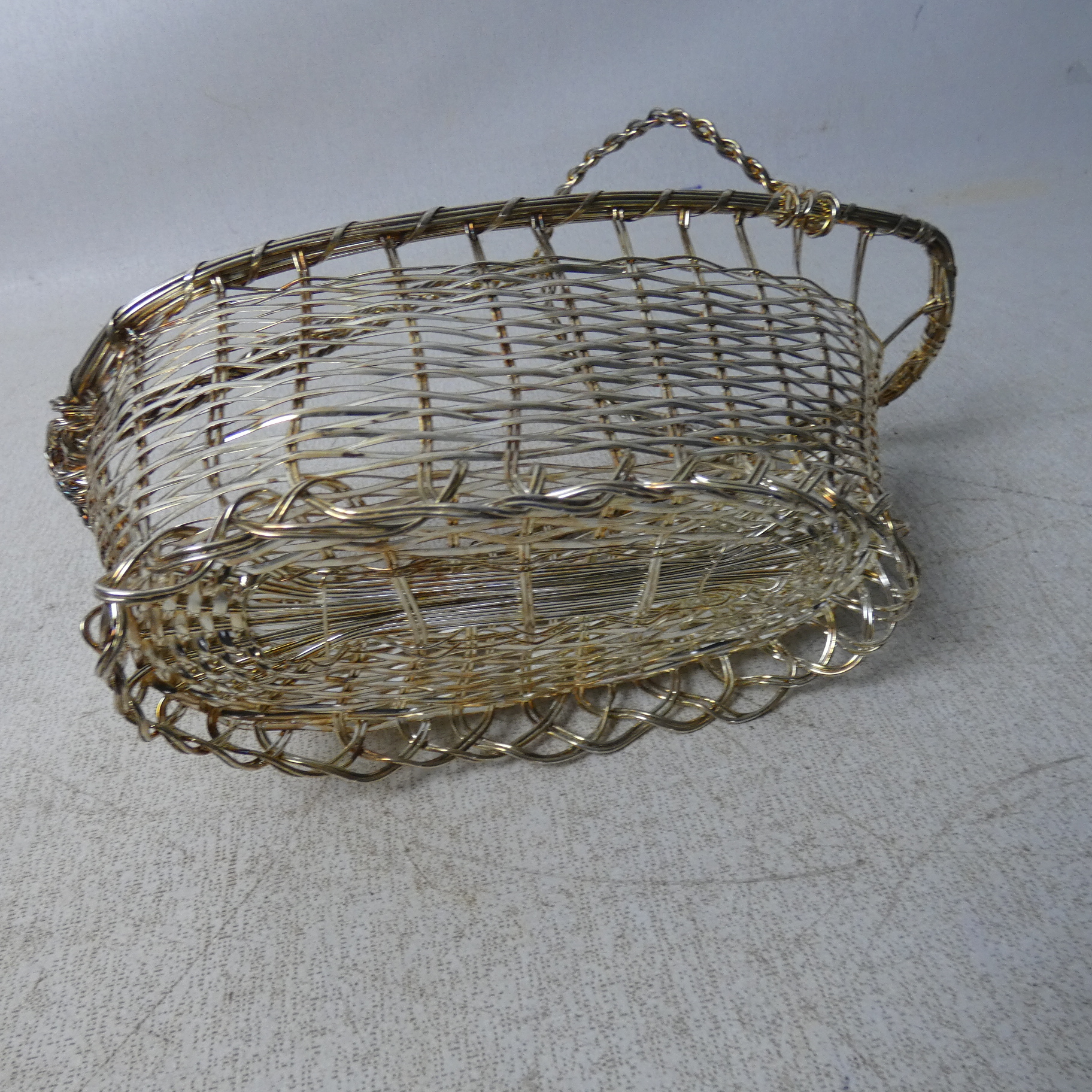 Lot de 2 Porte-Bouteilles/ Serviteurs Vintage Tressés en Fil d'Argent - Photo 3